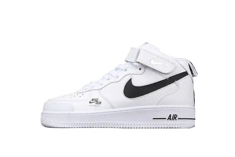 Nike Air Force 1 Mid "All White/Black"