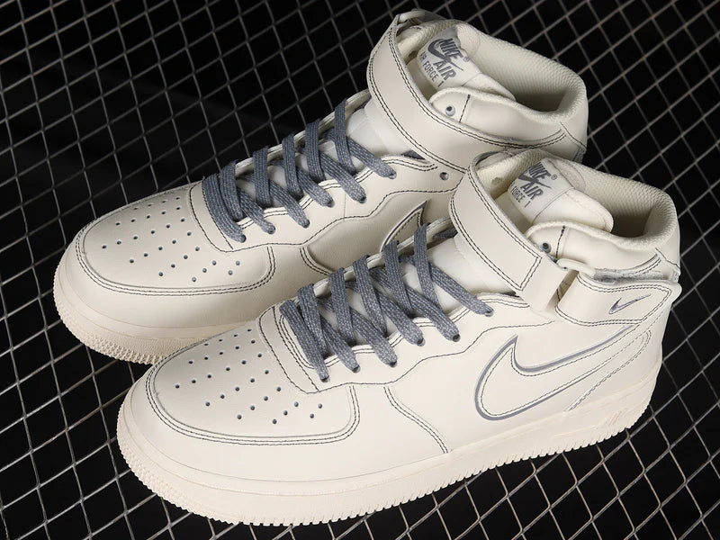Nike Air Force 1 Mid Reflective "Triple Cream/Grey"